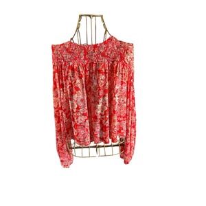 Free People Up For Anything Top In Cherry Combo Size‎ S Red Floral printed